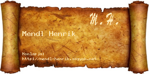 Mendl Henrik névjegykártya